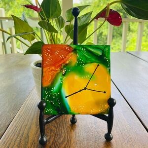 Cancer Zodiac Constellation Ceramic Decor - Astrology Decor - Green Yellow Art